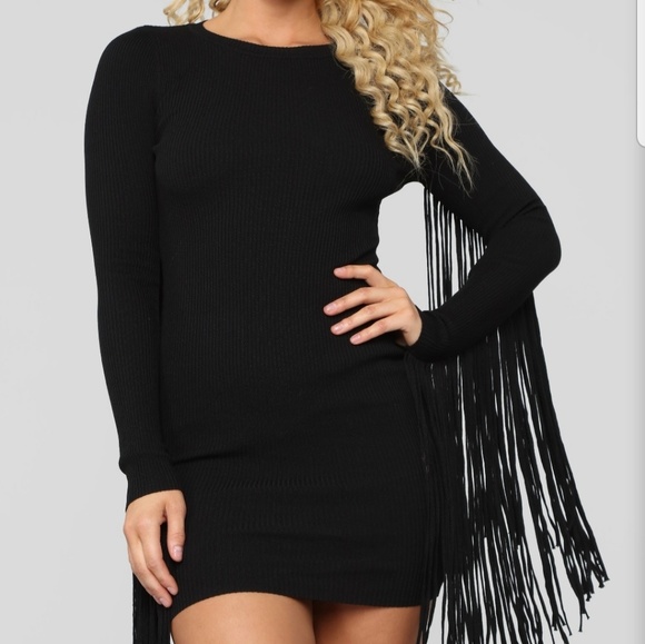 plus size black fringe dress